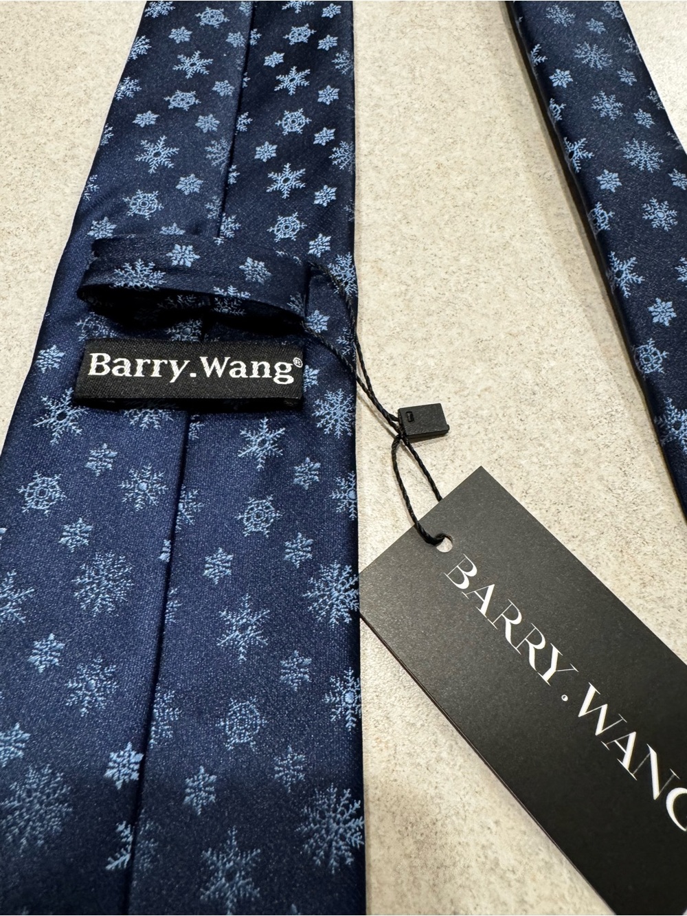 Navy Blue Snowflake Pattern Men’s Tie